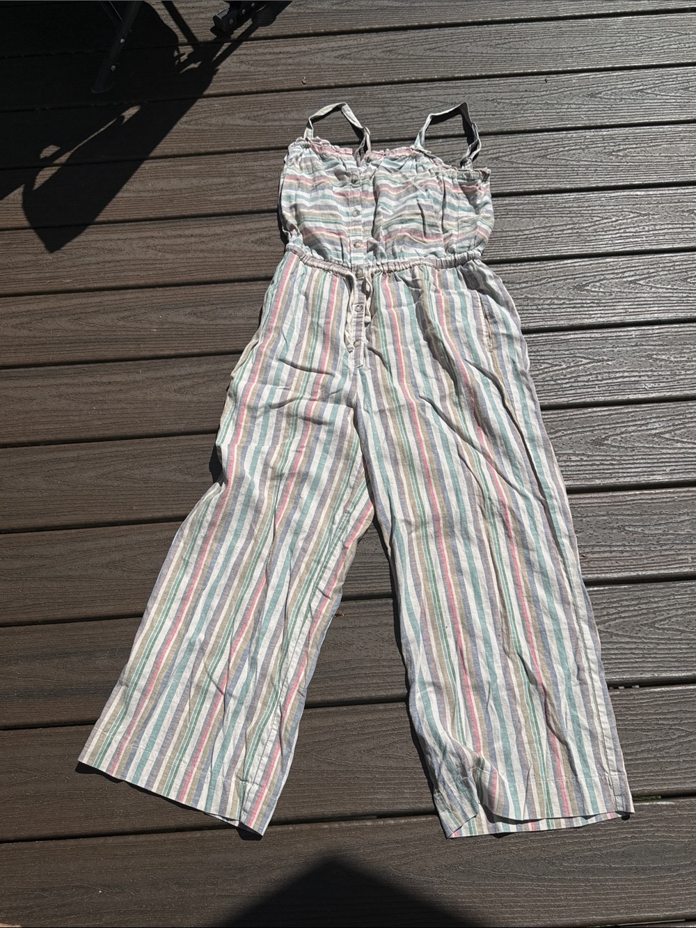Toad&Co Multicolor Vertical Stripe Sleeveless Jumpsuit